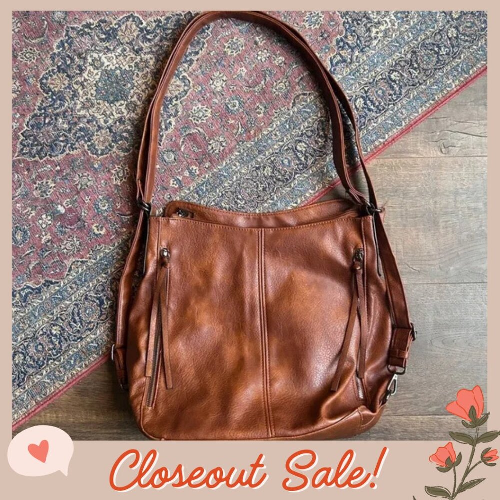 Large Crossbody Bag Purse Brown Leather